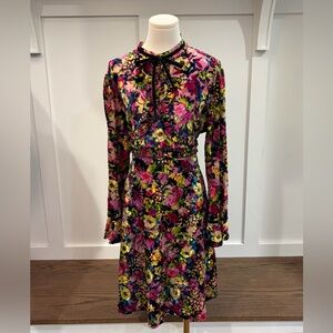 Dalia MacPhee Gorgeous Velvet Floral Long Sleeve Dress XL